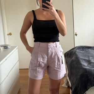 NWT Aritzia Wilfred Effortless Linen 5” Shorts - Size 2 - Cloudy Lilac